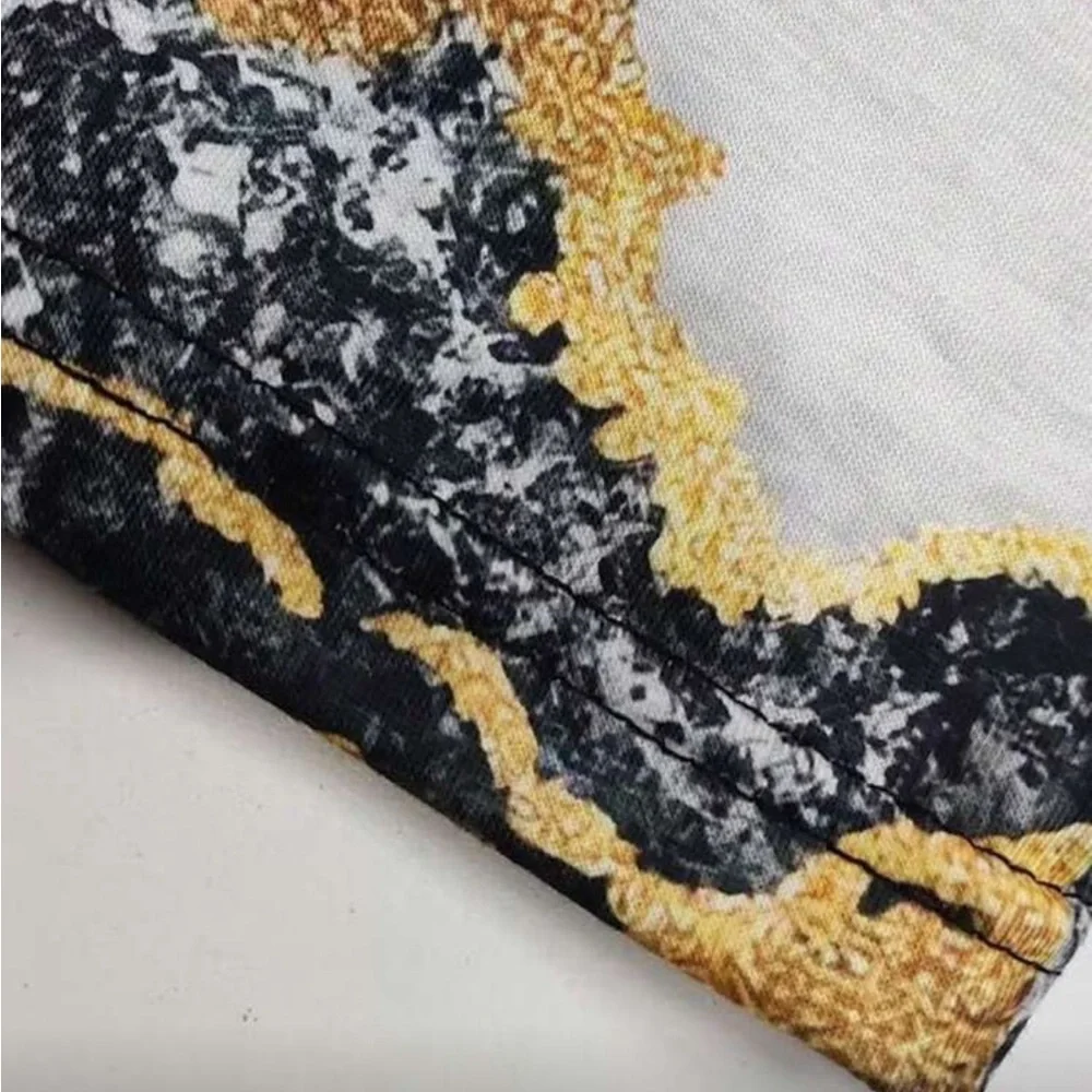 Cat Pocket Print Pet Tee - Gray and Gold